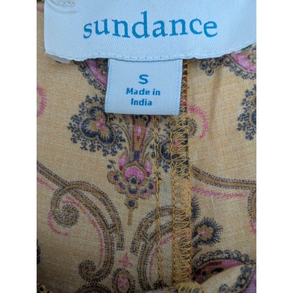 Sundance Womens Yellow Paisley Damask Cargo Pants Cotton Boho Red Border Hem S - Picture 4 of 9